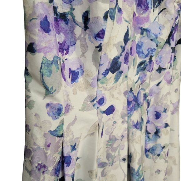 LRL Ralph Lauren Size 10 Dress Floral Fit Flare Pleated Full Skirt Purple Blue - Picture 11 of 11